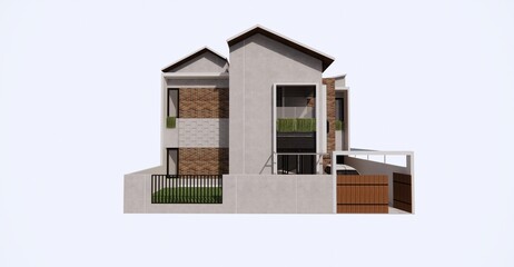 3d Rendering and illustration boarding house with modern concept