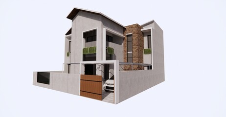 3d Rendering and illustration boarding house with modern concept