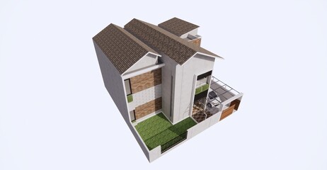 3d Rendering and illustration boarding house with modern concept