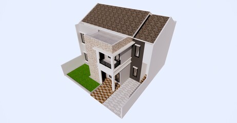 3d Rendering and illustration boarding house with modern concept