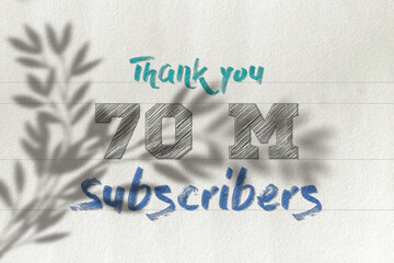 70 Million  subscribers celebration greeting banner with Pencil Sketch Design