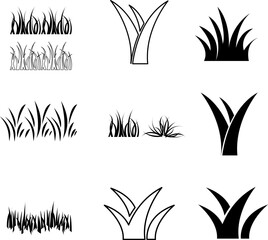  grass icon set illustration on white background..eps