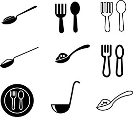 Knife spoon and fork icon set illustration on white background..eps