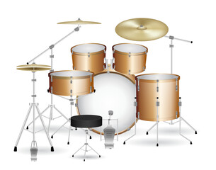 Fototapeta na wymiar set of drum kit isolated on white