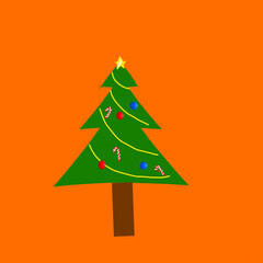 christmas tree on orange background