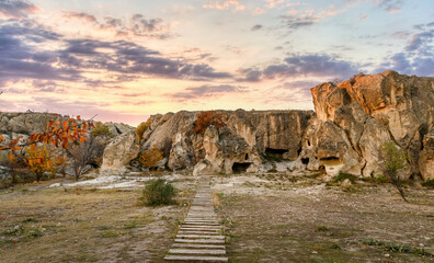 Ayazini cave church and National Park in Afyon, Turkey. Historical ancient Frig (Phrygia, Gordion)...