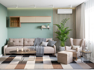 Classic armchair and sofa in the living room