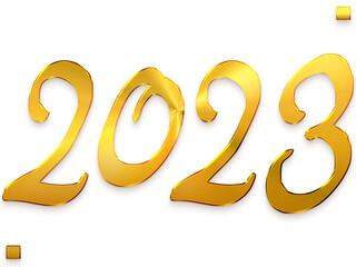 2023 Numbers in Gold Gradient Bold Alphabetical Transparent PNG Text