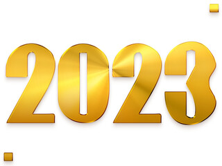 2023 Numbers in Gold Gradient Bold Calligraphy Transparent PNG Text