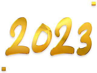 2023 Numbers in Gold Gradient Bold Alphabetical Transparent PNG Text