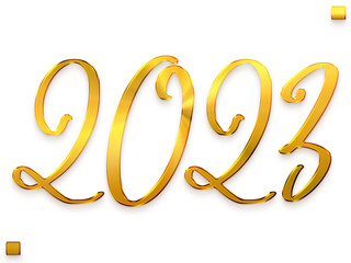 2023 Numbers in Gold Gradient Stylish Cursive Typography Transparent PNG Text