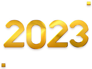 2023 Numbers in Gold Gradient Bold Alphabetical Transparent PNG Text