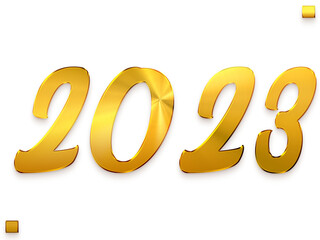 2023 Numbers in Gold Gradient Bold Calligraphy Transparent PNG Text
