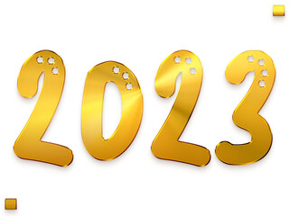 2023 Numbers in Gold Gradient Bold Alphabetical Transparent PNG Text