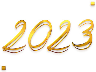 2023 Numbers in Gold Gradient Transparent PNG Stylish Cursive Typography Text