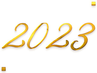 Fototapeta na wymiar 2023 Numbers in Gold Gradient Transparent PNG Stylish Cursive Text