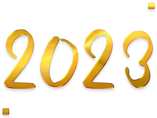 2023 Numbers in Gold Gradient Transparent PNG Text