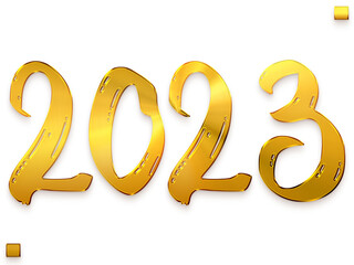 2023 Numbers in Gold Gradient Transparent PNG Calligraphy Text