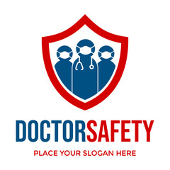 Doctor safety vector logo template. This design use human symbol. Suitable for medical.
