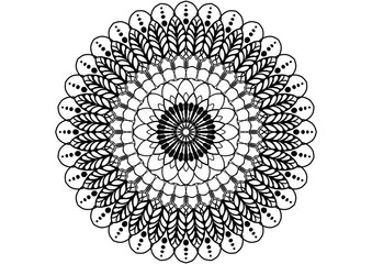 Pattern of mandala for Henna, Mehndi, tattoo, decorative ornament in ethnic oriental style, coloring book page.