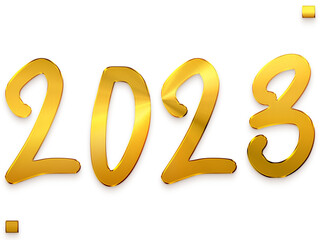 2023 Transparent PNG  Bold Typography Golden Text