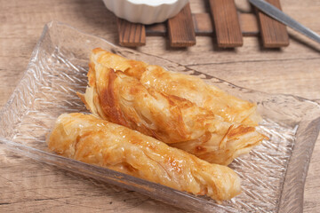 Fried Roti with Sweetened Condensed Milk Thai Dessert