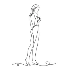 Silhouette femme en ligne continue