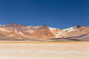 Colourful mountains with different minerals painting them red, brown and white, Eduardo Avaroa...