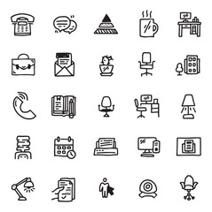 vector illustration, work from home, home icon, laptop icon, desk icon, line icon, hand drawn icon