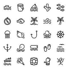 Fototapeta premium vector illustration, summer icon set. line icon. solid icon, hand drawn icon