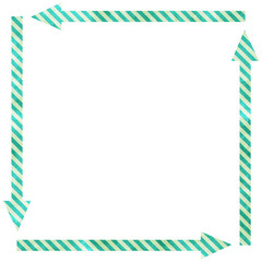 シンプルな水彩風緑色の正方形矢印ストライプフレーム素材