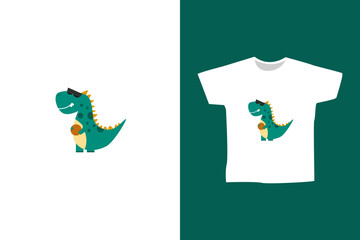 Fototapeta premium Vector dino playing basketball for print or t shirt concept design illustration