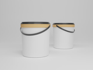 Plastic paint bucket 3d rendering 