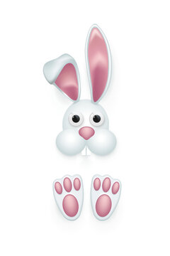 Cute little bunny character with head and feet, 3d funny spring rabbit headband for kids