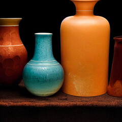 aesthetic designs of ceramic vases, still life, created with Generative AI
