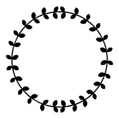 Naklejka premium Leafy Circle Monogram Frame Vintage Circle 