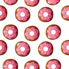 Fototapeta premium Seamless pattern with donuts, seamless background with colored donuts