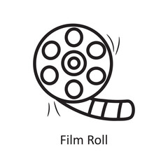 Film Roll vector outline Icon Design illustration. Entertainment Symbol on White background EPS 10 File