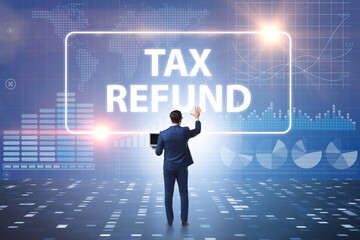 Businessman in tax refund concept