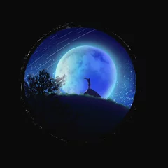 Photo sur Plexiglas Pleine Lune arbre earth and moon