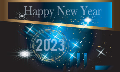 2023 Happy New Year Background Design. Greeting Card, Banner, Poster. Vector Illustration
