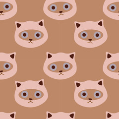Cute cat vector ilustration seamless patern.Great for textile,fabric,wrapping paper,and any print.Vintages style.