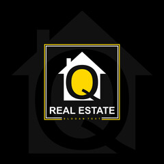 Real Estate logo latter Q. Real estate logo with House and the letter Q. Minimal and creative design. vector eps10