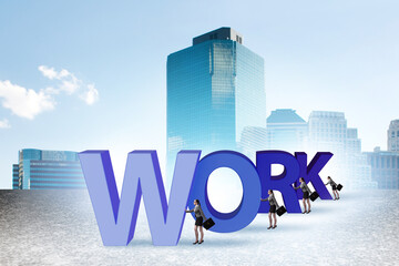 Concept of hard work with businesswoman