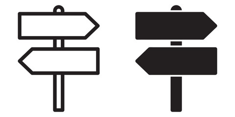 ofvs268 OutlineFilledVectorSign ofvs - signpost choice direction vector icon . isolated transparent . decision . road sign . black outline and filled version . AI 10 / EPS 10 / PNG . g11608
