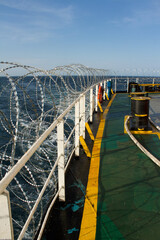 Vessel hardening is done with razor wire and wire fencing