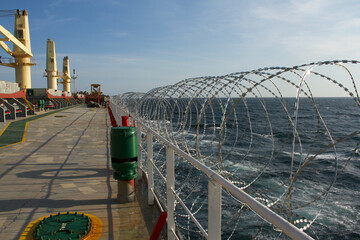 Vessel hardening is done with razor wire and wire fencing