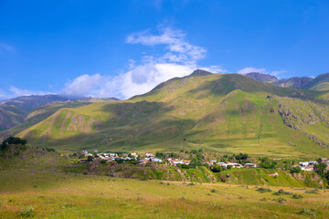 Fototapeta na wymiar Beautiful mountain landscape with a small village.