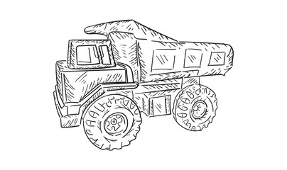 vector illustration of dump truck in comics style. hot rot
