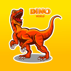 raptor dinosaur colorful cartoon illustration